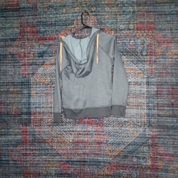 Under Armour women gray orange Fleece® LOOSE turtleneck ColdGear hoodie jacket S - Picture 2 of 5